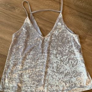 AE shimmery, crushed velvet v neck tank top